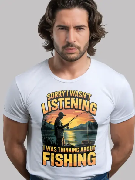 Funny Fishing T-Shirt for Men – “Sorry I Wasn’t Listening” Sunset Graphic - Image 12