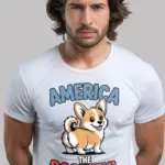 White Front – AMERICA THE BOOTYFUL funny patriotic dog shirt – front view