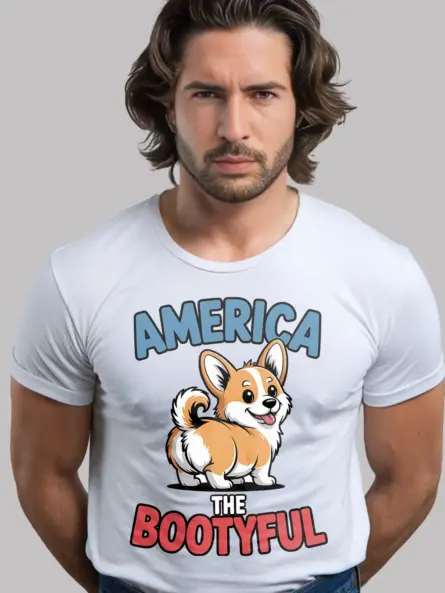 America The Bootyful – Funny Patriotic Dog Shirt for Corgi Fans - Image 3