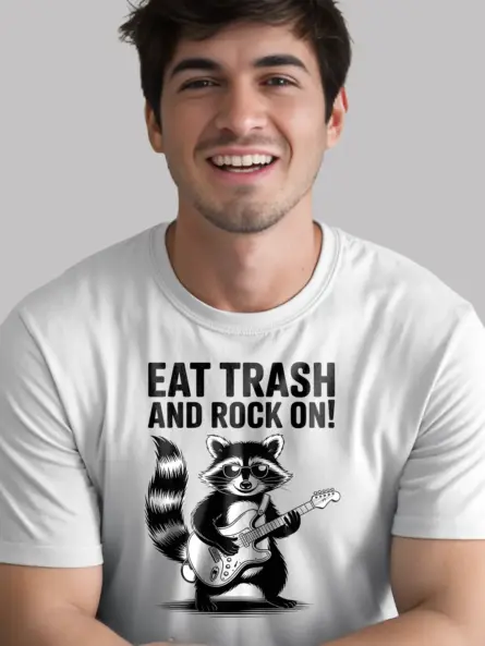 Funny Raccoon T-Shirt – Eat Trash and Rock On Punk Style - Image 12