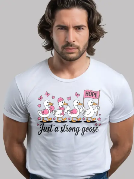 Just a Strong Goose Breast Cancer Shirt – Funny Pink Ribbon Tee - Image 9