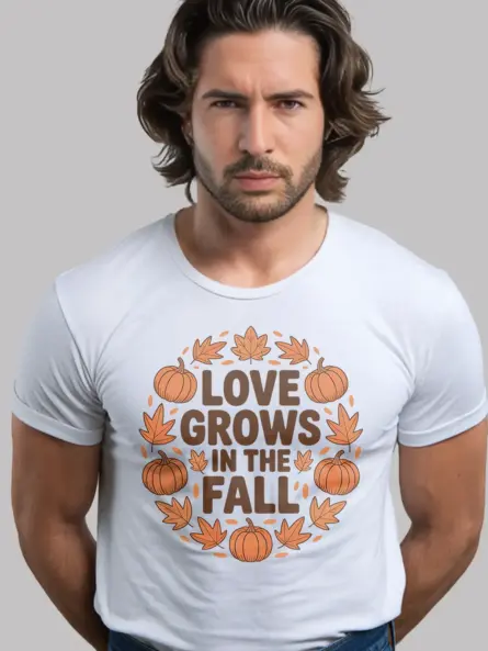 Love Grows in the Fall Shirt – Cozy Autumn Pumpkin Leaves Tee - Image 12
