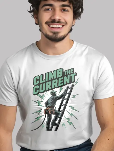 Climb the Current Motivational Electrician T-Shirt - Image 12