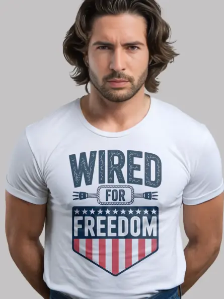 Patriotic Electrician T-Shirt - WIRED FOR FREEDOM - Image 12