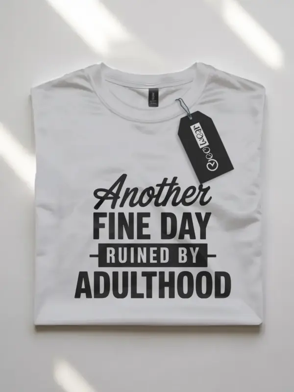 white Front view of black shirt with adulthood quote