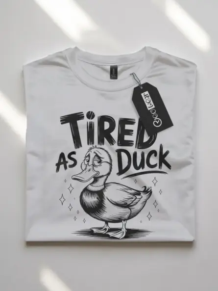Front view white Tired As Duck Shirt tired as duck shirt