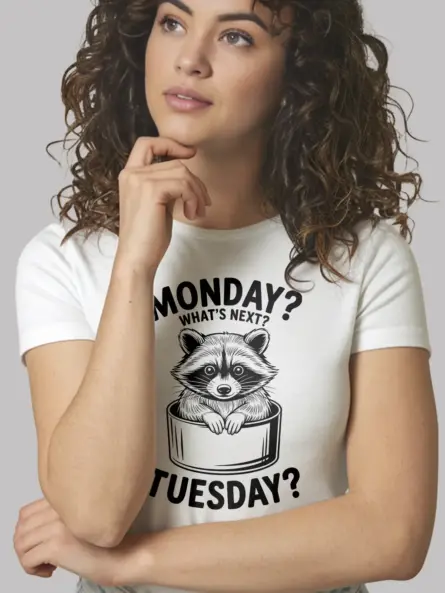 Raccoon Monday Tuesday T-Shirt for Adults - Image 9