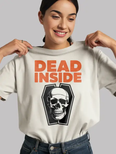 white Shirt Front View – Dead Inside – dead inside coffin t-shirt