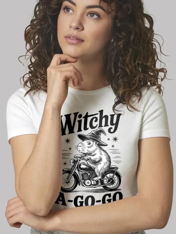 White front view – Witchy A Go Go witchy capybara t-shirt
