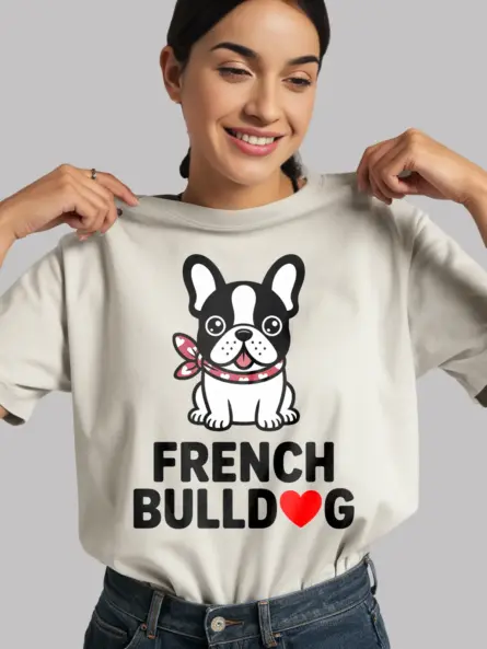 French Bulldog Shirt – Kawaii Dog Mom Gift Tee with Heart Scarf - Image 12
