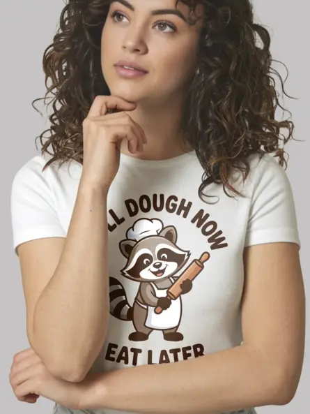 Funny Baking T-Shirt – “Roll Dough Now Eat Later” Raccoon Chef Tee - Image 11