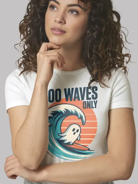 Surfing Ghost T-Shirt – Boo Waves Only Retro Tee - Image 12