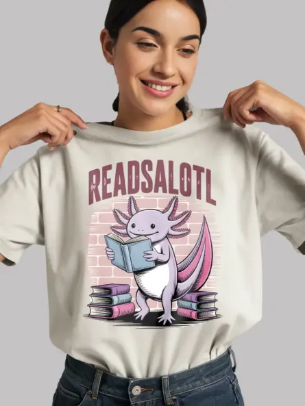 Axolotl Reading Shirt – Funny “Readsalotl” Graphic Tee for Book Lovers - Image 12