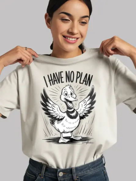 Chaotic Duck T-Shirt – Funny “I Have No Plan” Cartoon Tee - Image 12