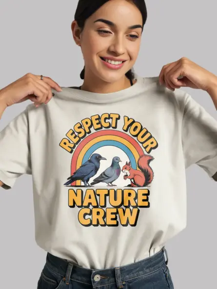 Eco Friendly Animal Crew T-Shirt Retro Rainbow Design - Image 12