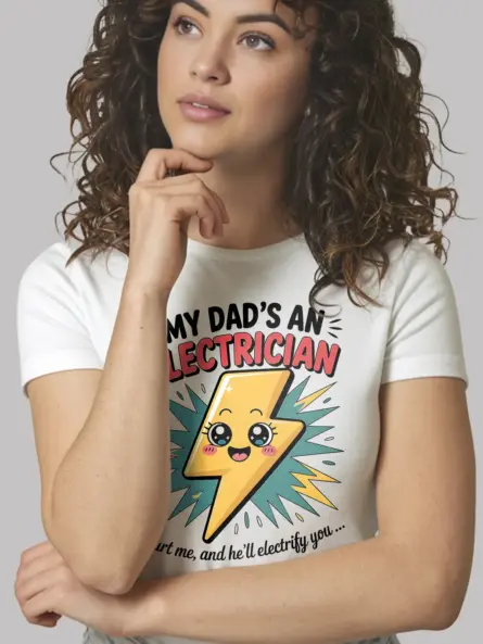 Adorable Electrician Dad Kids T-Shirt with Cartoon Bolt - Image 12