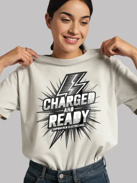 Charged and Ready Empowered Electrician T-Shirt - Image 11
