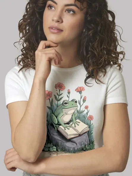 Frog Reading Shirt – Whimsical Nature Tee for Book Lovers - Image 12