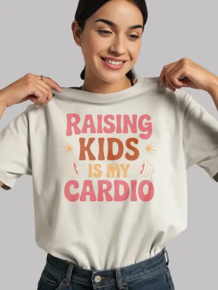 Funny Mom Workout T-Shirt – Raising Kids Is My Cardio - Image 6