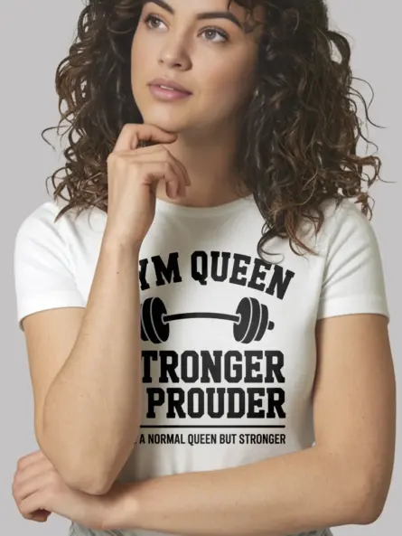 Empowering Gym Queen T-Shirt – Stronger and Prouder Graphic Tee for Women - Image 12