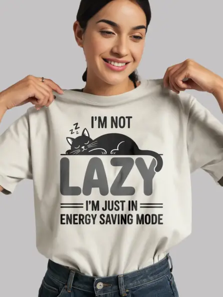 Not Lazy Shirt – Funny Cat Energy Saving Mode Tee for Introverts - Image 12