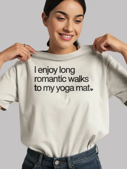 Long Romantic Walks Yoga Mat Shirt – Funny Minimalist Tee for Self-Care Lovers - Image 12