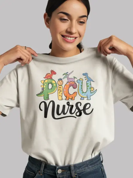 PICU Nurse Dinosaur Shirt – Cute Pediatric Tee - Image 9