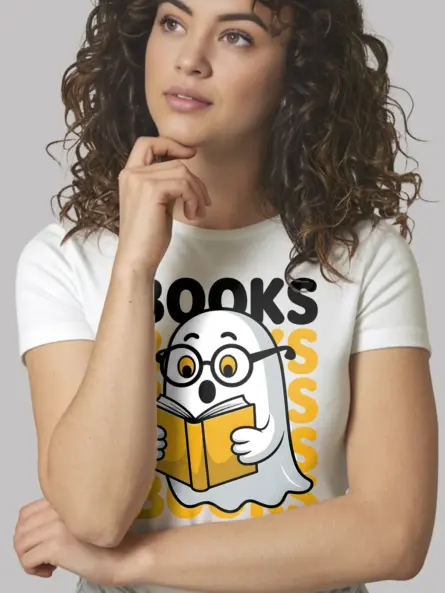 Adorable Reading Ghost Shirt – Cute Halloween Tee for Book Lovers - Image 12