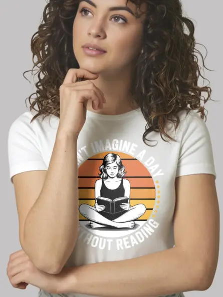 Retro Reading T-Shirt – 70s Style Sunset Graphic Tee for Book Lovers - Image 9