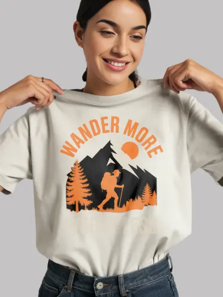 Wander More Worry Less T-Shirt – Vintage Hiking Mindfulness Tee - Image 12