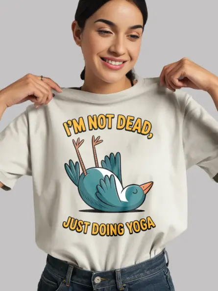 Funny Yoga Bird T-Shirt – Hilarious Not Dead Just Doing Yoga Tee - Image 12