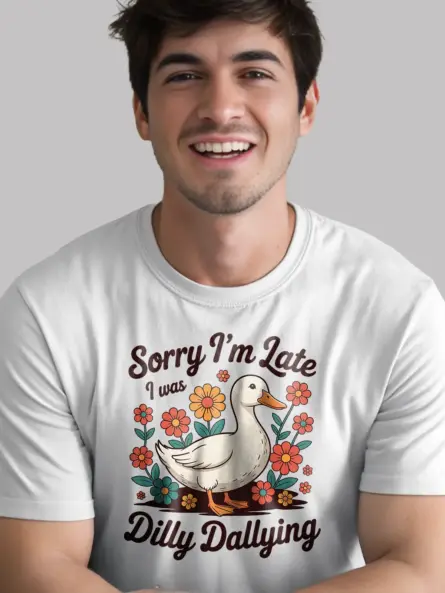 Vintage Duck Flower T-Shirt – Sorry I’m Late Dilly Dallying - Image 12