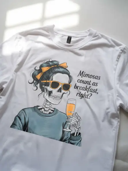 white mimosas count as breakfast skeleton shirt