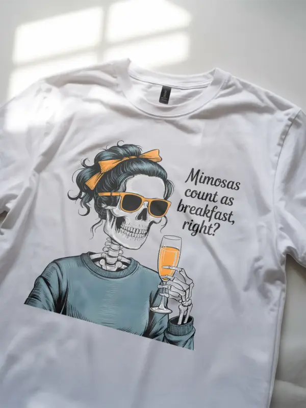 white mimosas count as breakfast skeleton shirt