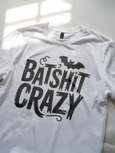 White lifestyle – Sarcastic quote batshit crazy t-shirt in white