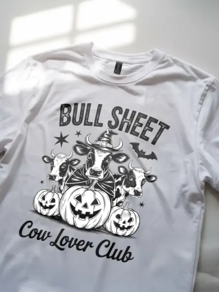 White lifestyle – funny ghost cow Halloween shirt in white