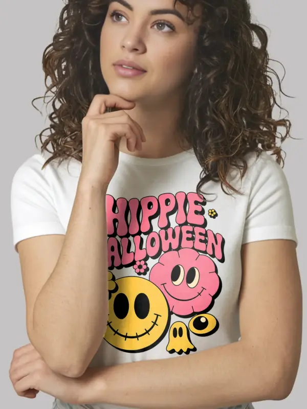White lifestyle – retro pastel Halloween tee hippie Halloween t-shirt white