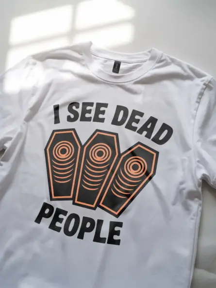 white I See Dead People Coffin Halloween T-Shirt – halloween humor shirt