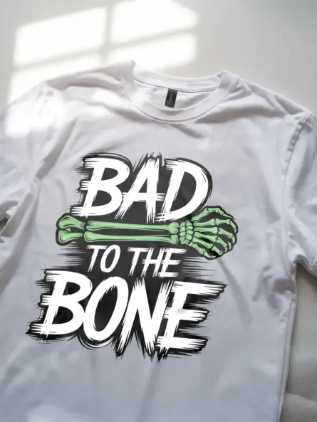 white close-up – punk arm skeleton detail punk skeleton Halloween t-shirt