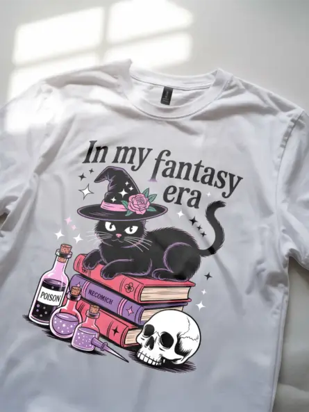 Whimsical Witchy Cat Fantasy T-Shirt for Magic Lovers - Image 8