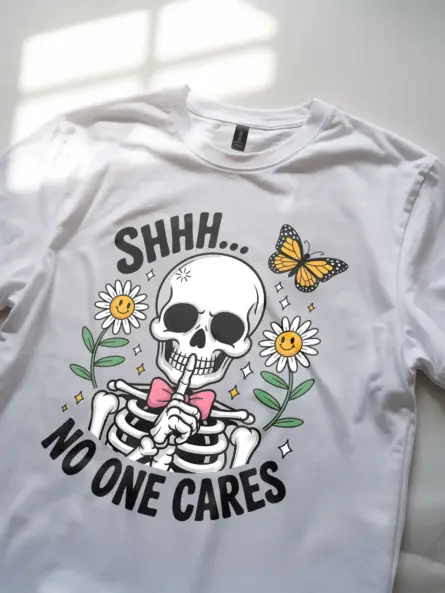 Witty Sarcastic Skeleton Shhh Shirt for Gen Z - Image 11