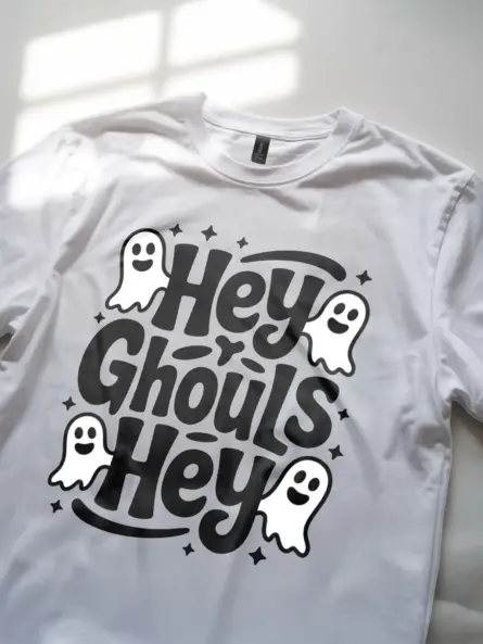 Hey Ghouls Shirt – Playful Halloween Tee with Cute Ghosts for Girls & Teens - Image 8