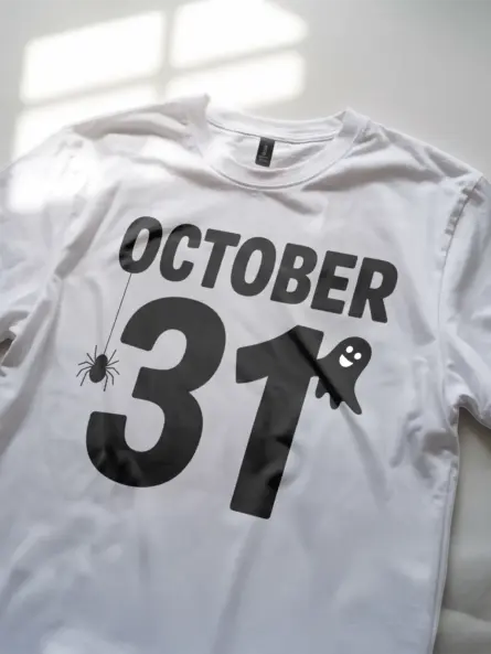 October 31 Shirt – Minimalist Halloween Tee with Ghost & Spider - Image 11