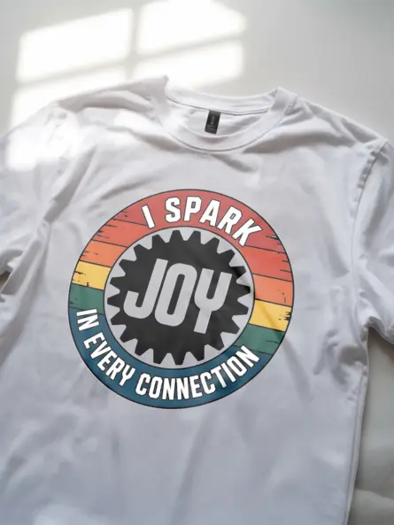 Electrician Spark Joy T-Shirt Retro Badge Design - Image 8