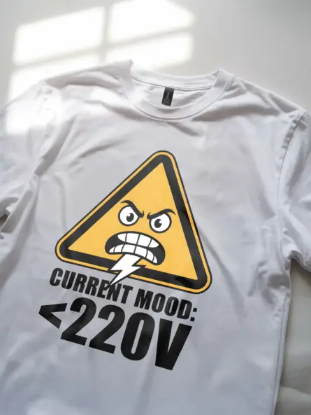 Funny Electrician T-Shirt ~ Current Mood 220V - Image 8
