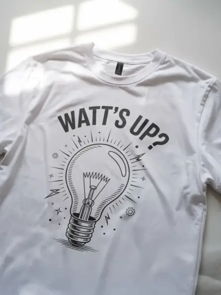 Funny Electrician Shirt - "WATT’S UP?" Light Bulb Pun Design - Image 11