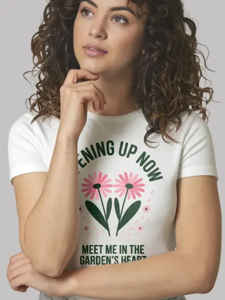 Minimalist Daisy Garden T-Shirt – Opening Up Now Floral Design - Image 12