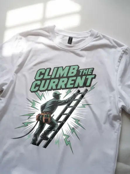 Climb the Current Motivational Electrician T-Shirt - Image 11