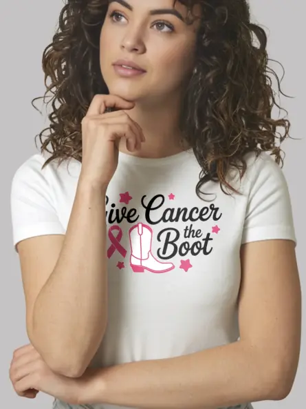 Pink Cowboy Boot Breast Cancer Shirt – Give Cancer the Boot Tee - Image 12