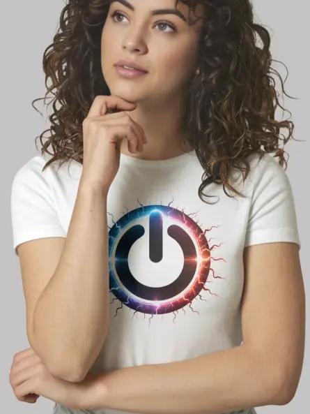 Power Button T-Shirt with Futuristic Electric Symbol - Image 12